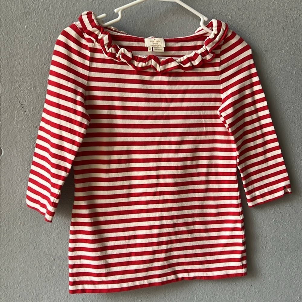 Kate Spade Ruffle York Stripe Knit Top